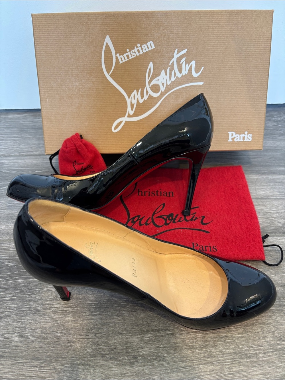 Christian Louboutin Black Patent Leather Classic Pumps with Red Soles